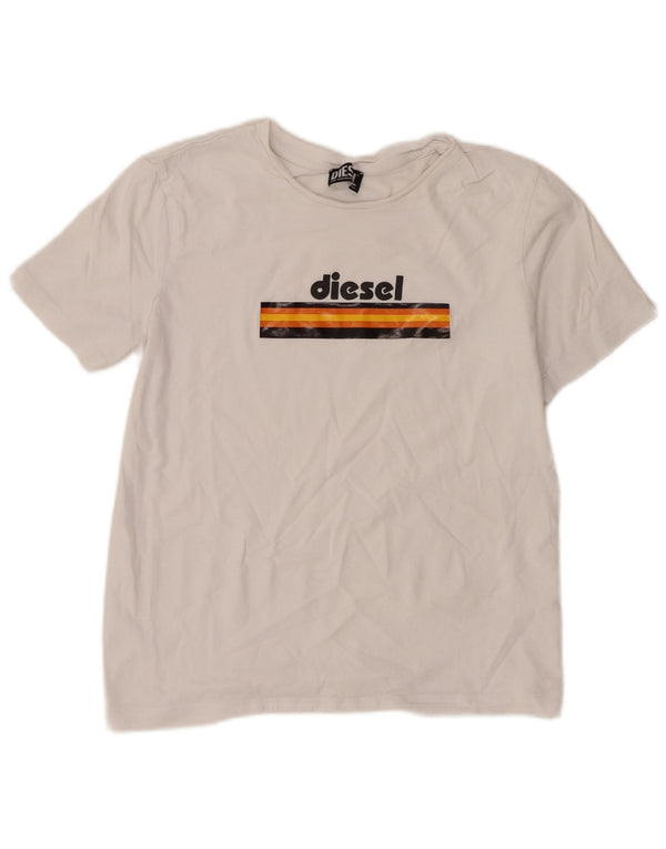 Camiseta feminina estampada Diesel UK 14 grande branca