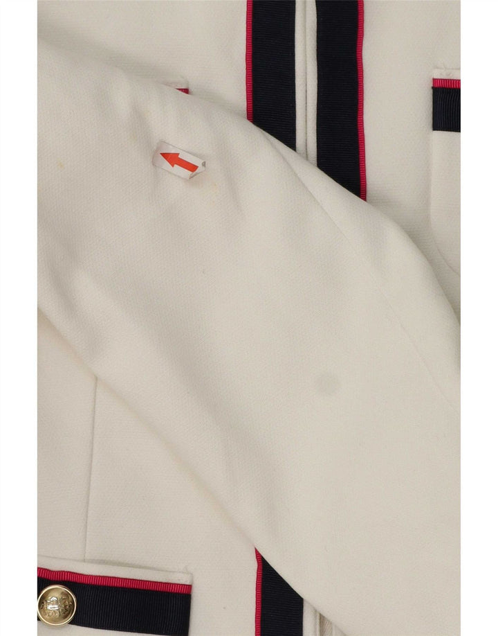 Jaqueta Blazer Feminina Zara UK 10 Pequena Listrada Branca