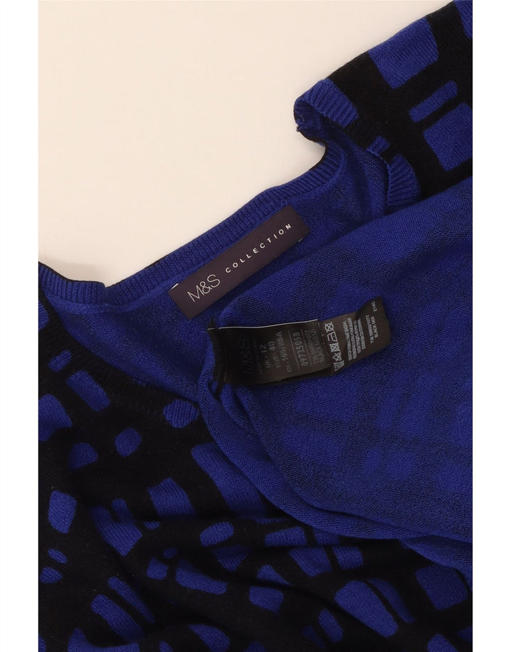Suéter feminino MARKS & SPENCER com gola canoa UK 12 xadrez azul médio