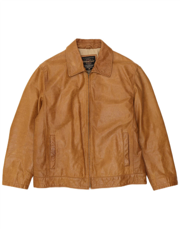 Jaqueta de couro masculina Mays & Rose UK 42 XL bege