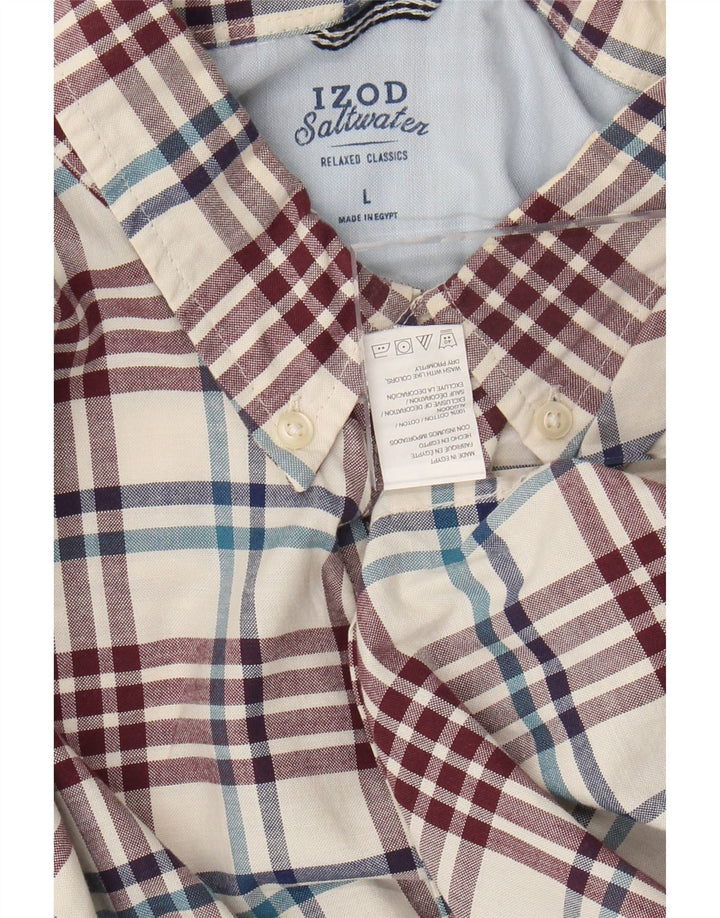 IZOD Mens Salt Water Flannel Shirt Large Multicoloured Check Cotton