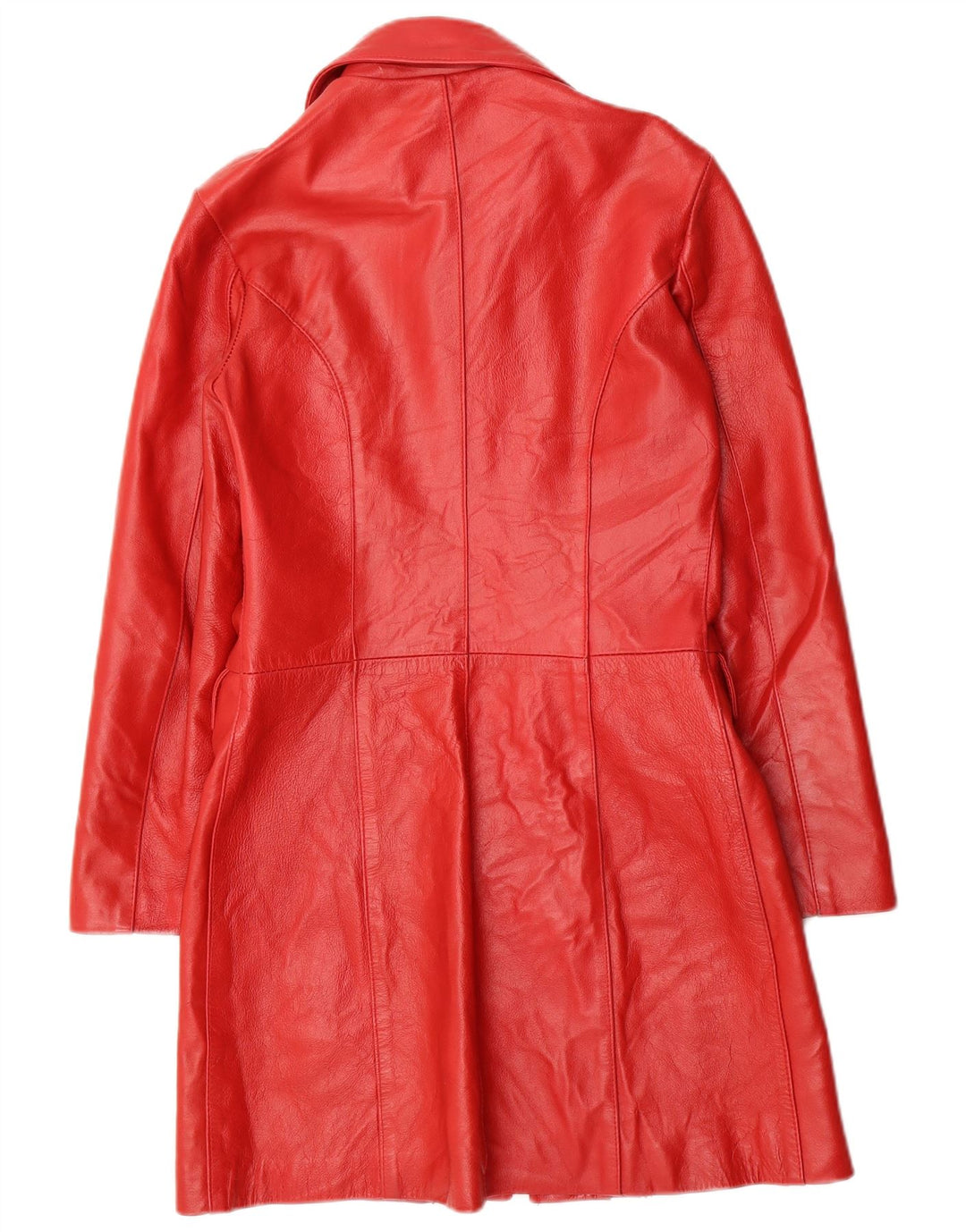 Casaco de couro feminino vintage UK 10 pequeno vermelho