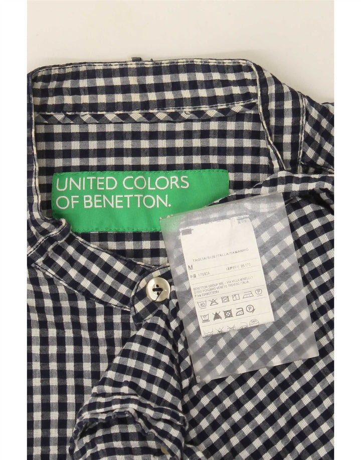 Camisa masculina Benetton média azul marinho algodão guingão