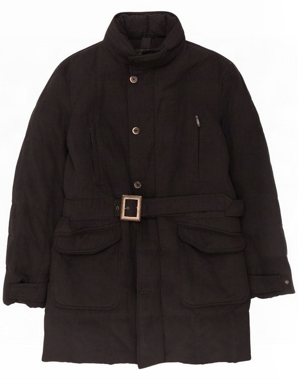 Casaco acolchoado masculino vintage com capuz UK 36 pequeno preto
