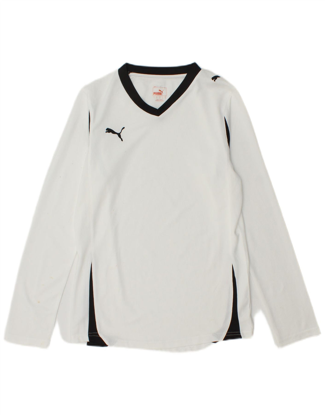 Top feminino PUMA de manga comprida UK 10 pequeno bloco colorido branco