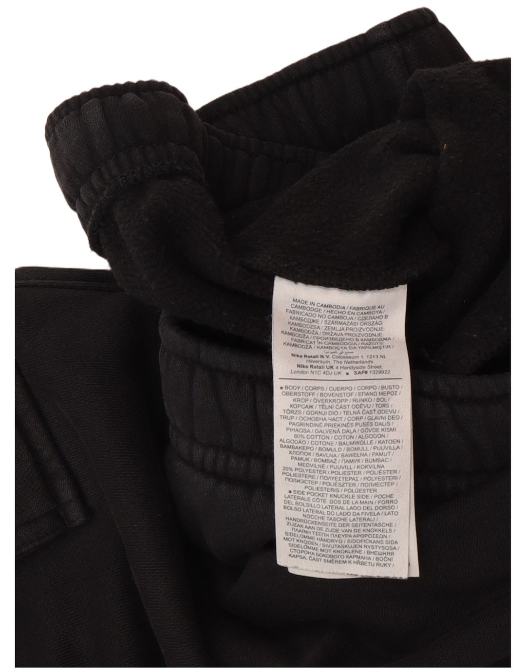 Nike Mens Cargo Calças de treino Joggers Pequeno Algodão Preto