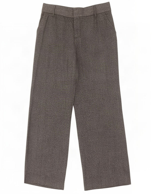 Zara Calça feminina casual de perna larga W32 L31 cinza espinha de peixe
