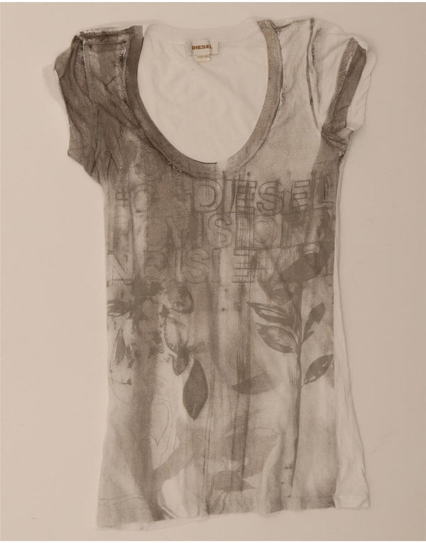 Camiseta feminina Diesel Diesel Top UK 2 2XS Branco Floral