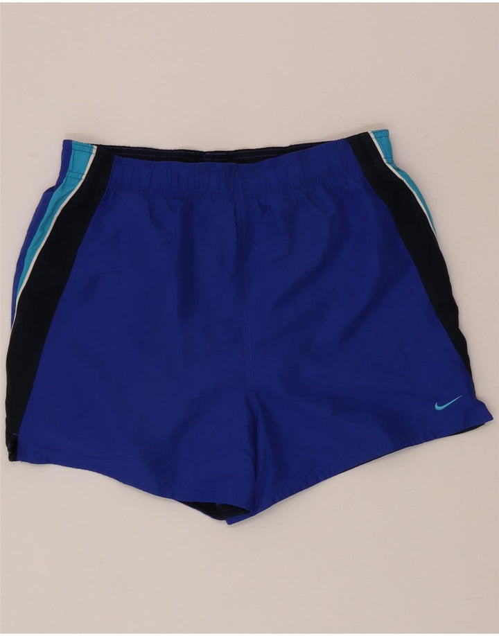 Shorts esportivos masculinos Nike médio azul colorblock poliéster