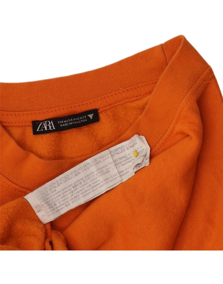 Zara Womens Crop Sweatshirt Jumper UK 14 Médio Laranja Poliéster