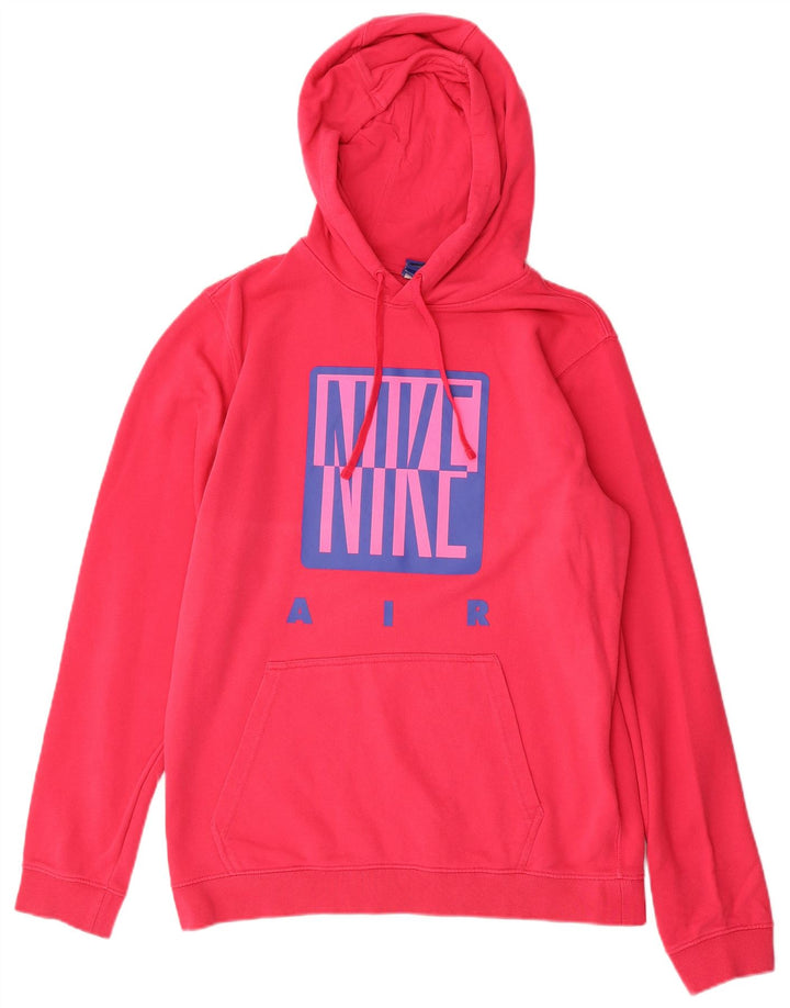 NIKE Mens Graphic Hoodie Jumper Médio Rosa Algodão