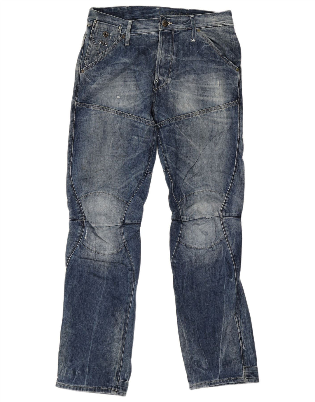 G-Star Mens Graphic Straight Jeans W30 L32 Azul Algodão