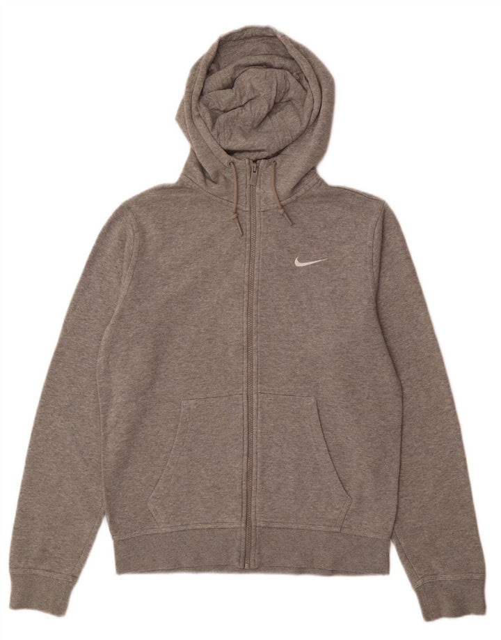 Suéter masculino NIKE com capuz e zíper pequeno cinza algodão