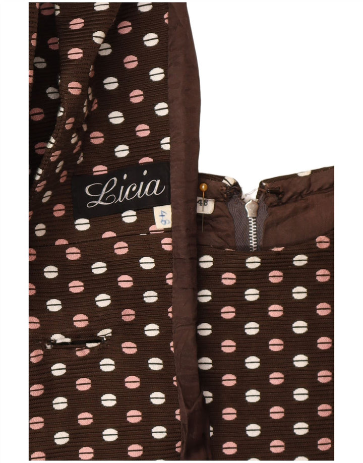 Conjunto feminino vintage de 3 botões e 2 peças IT 48 XL marrom bolinhas