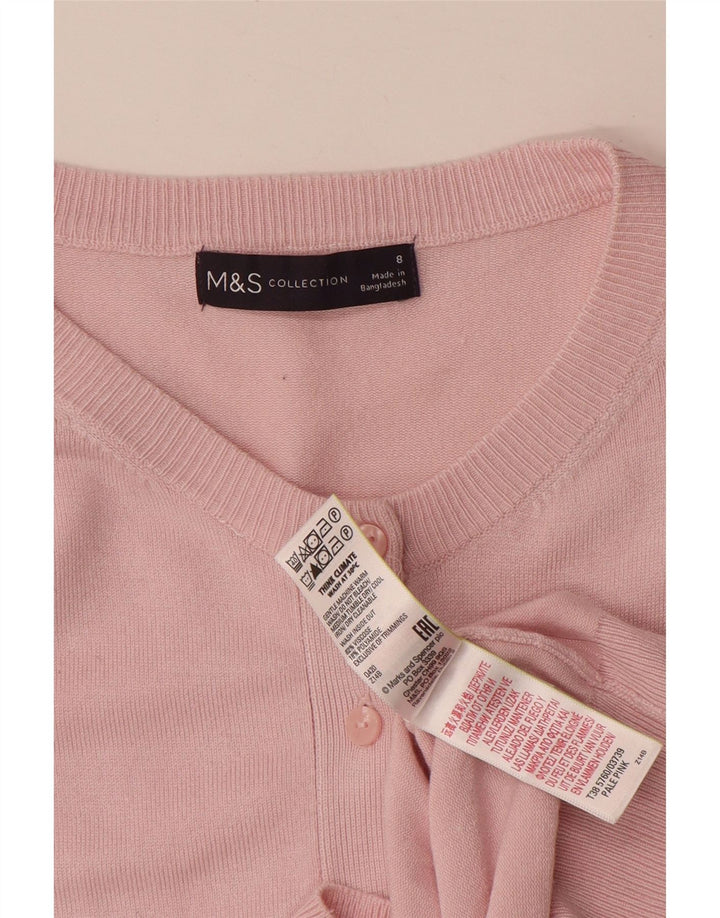 Suéter cardigã feminino MARKS & SPENCER Reino Unido 8 pequeno viscose rosa