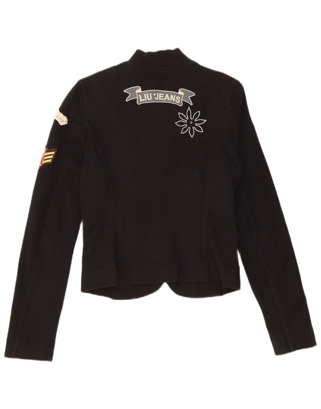 Jaqueta blazer feminina LIU JO com estampa gráfica de 4 botões Reino Unido 6 XS algodão preto