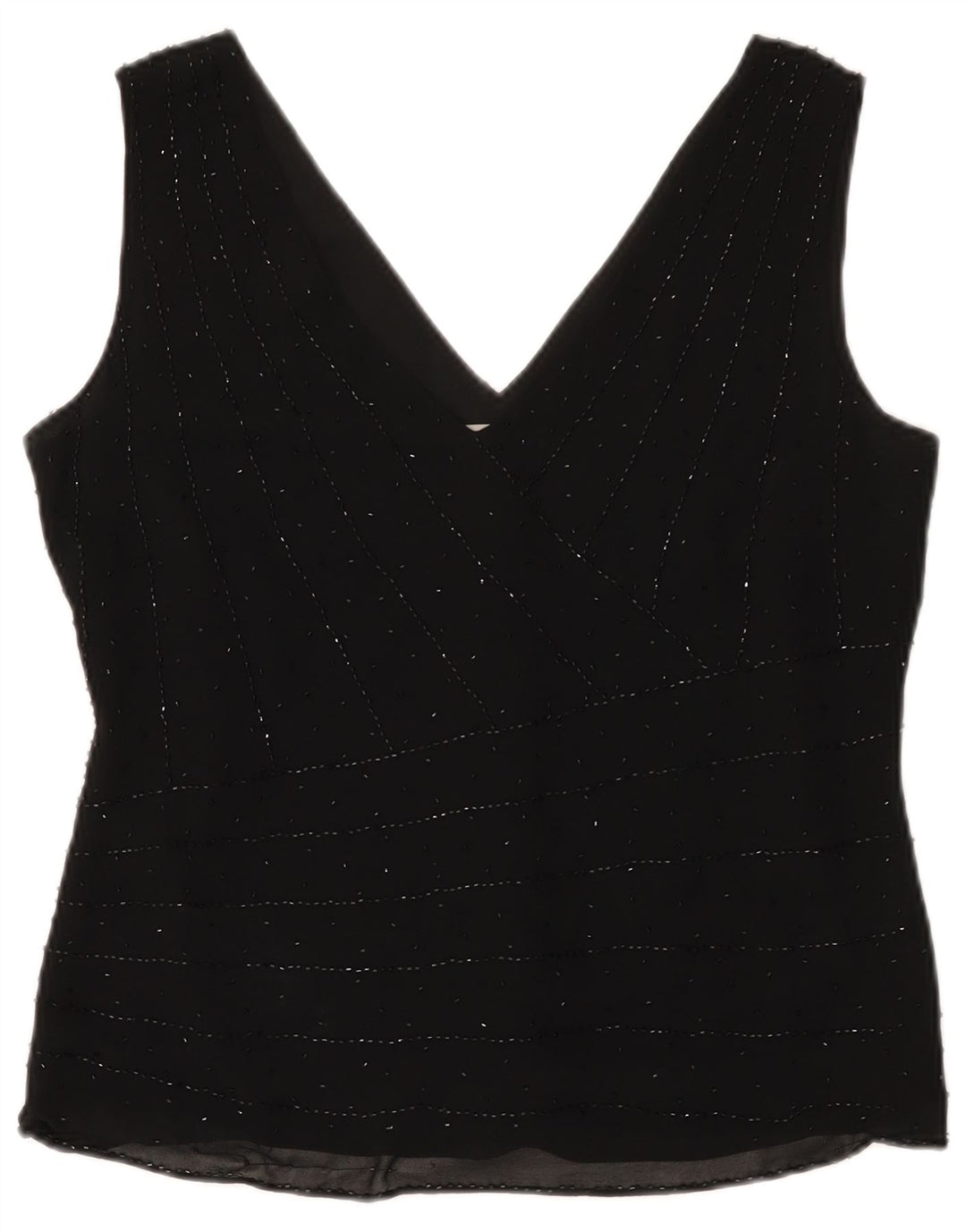 Blusa feminina sem mangas Marks & Spencer Reino Unido 14 seda preta média