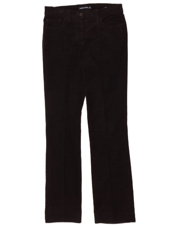 Calça feminina de veludo cotelê Marina Yachting W28 L31 algodão preto
