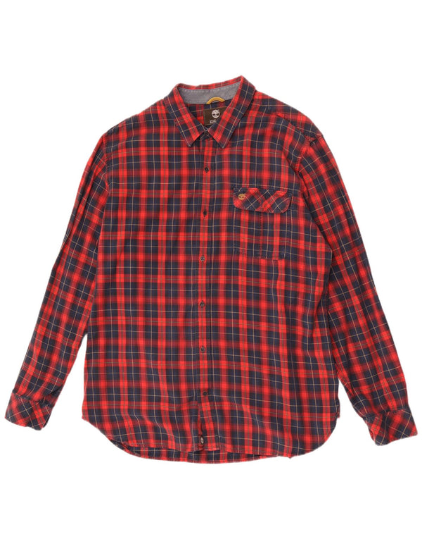 Camisa masculina Slim Fit Timberland 2XL algodão xadrez vermelho