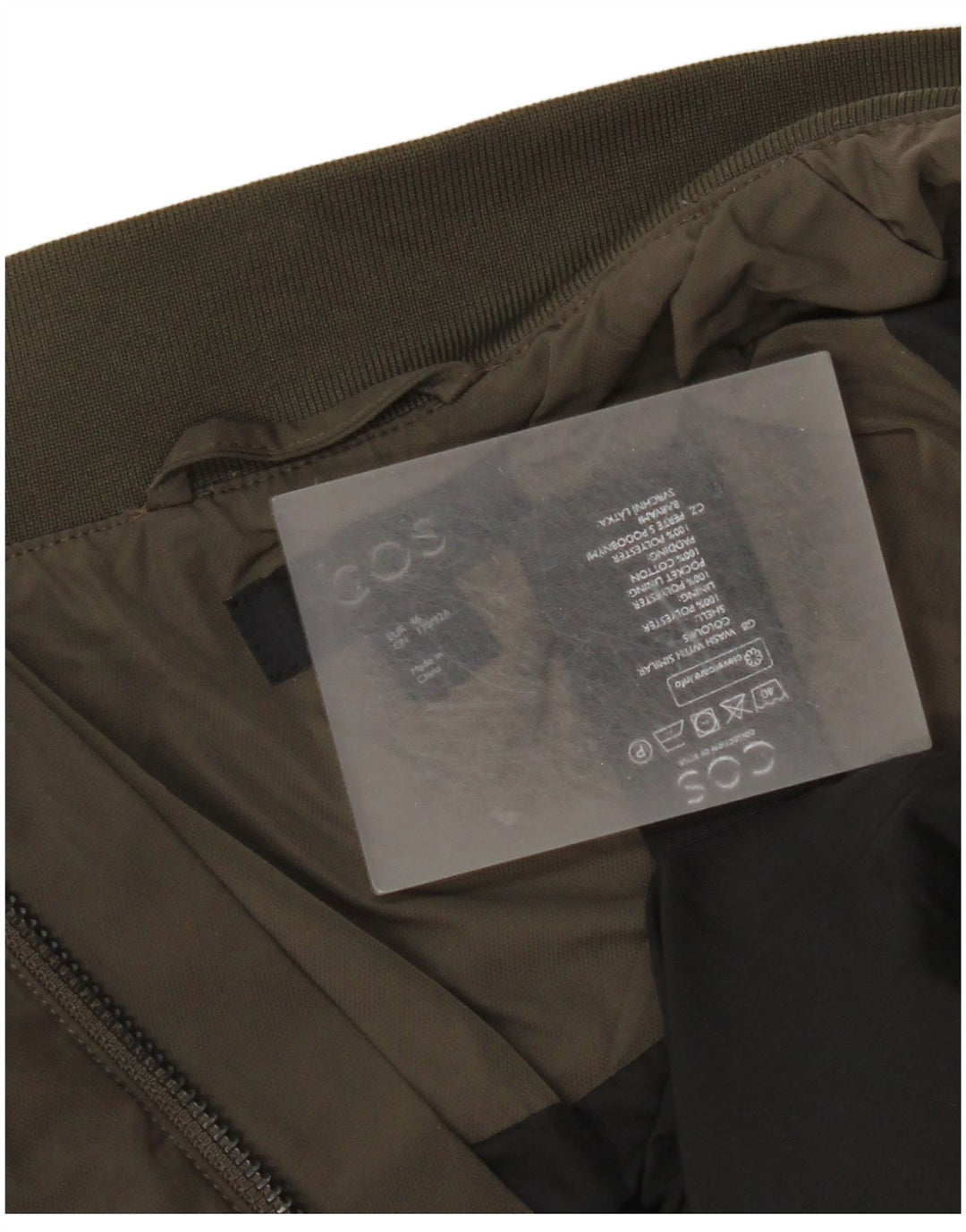 Cos Mens Bomber Jacket EU 46 Pequeno Poliéster Cáqui