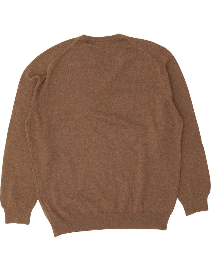PIERRE CARDIN Mens V-Neck Jumper Sweater XL Brown Acrylic Vintage Pierre Cardin and Second-Hand Pierre Cardin from Messina Hembry 