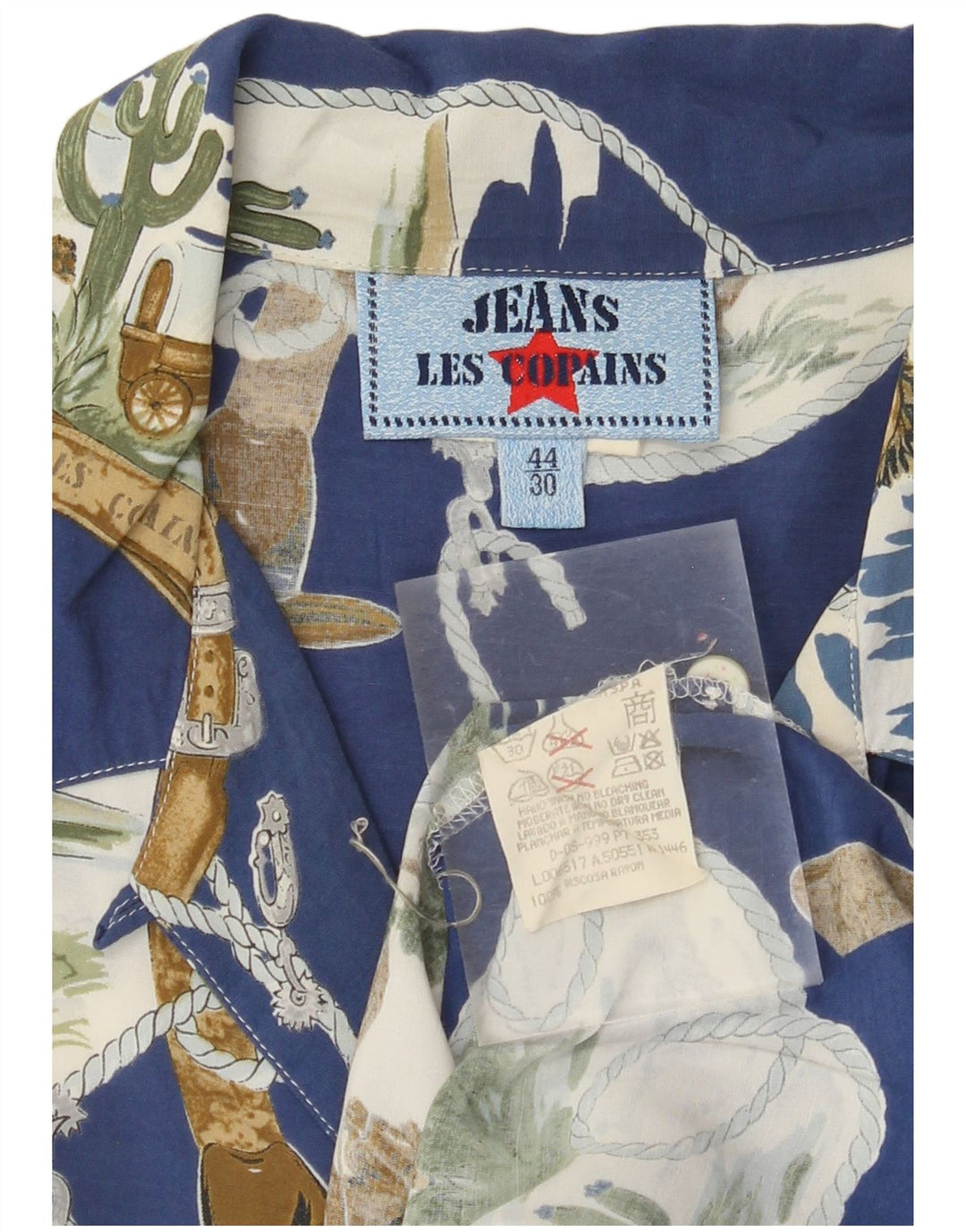 LES COPAINS Camisa feminina com estampa abstrata vestido IT 44 Azul médio