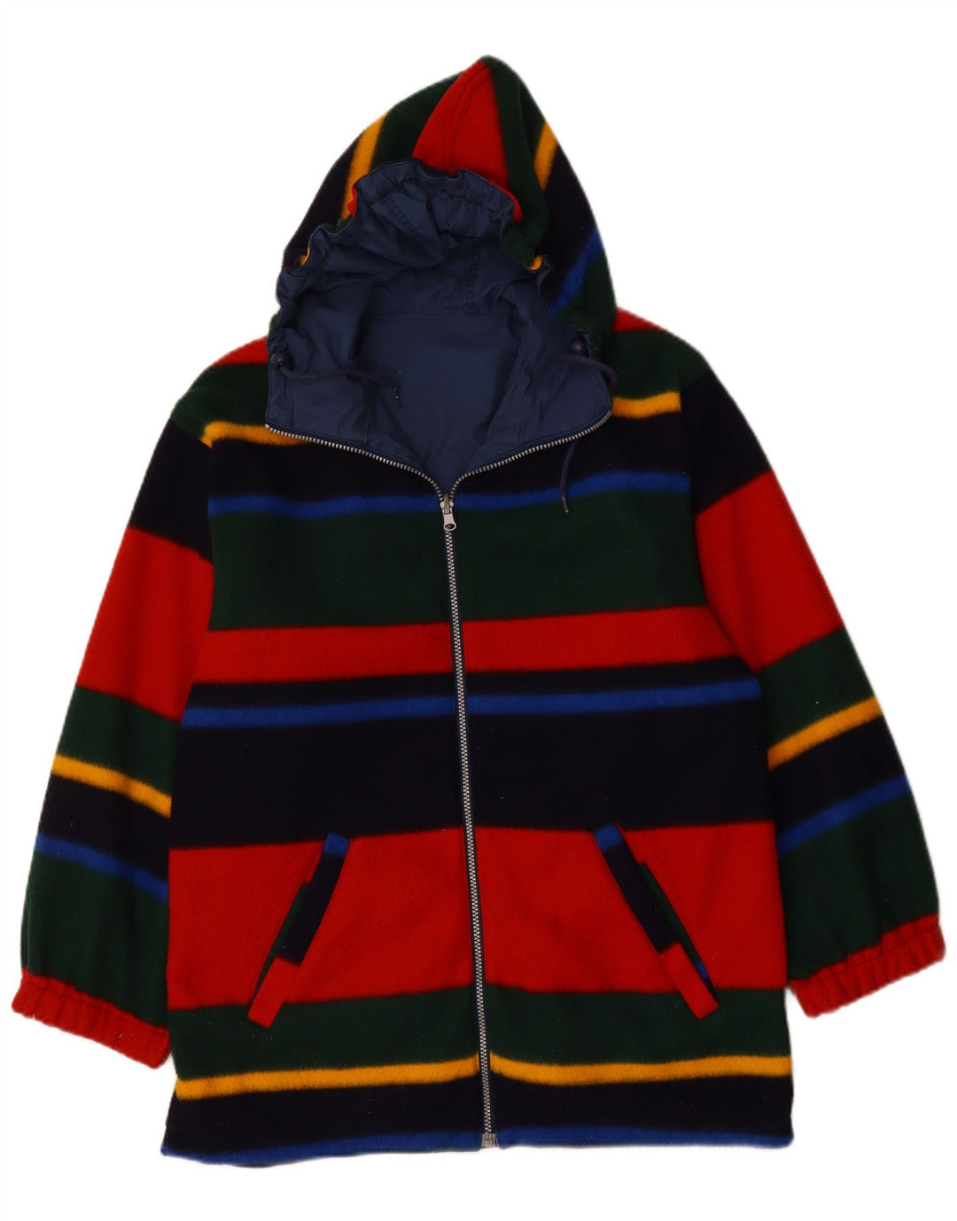 Jaqueta feminina VINTAGE reversível com capuz grande Reino Unido 12 azul marinho médio