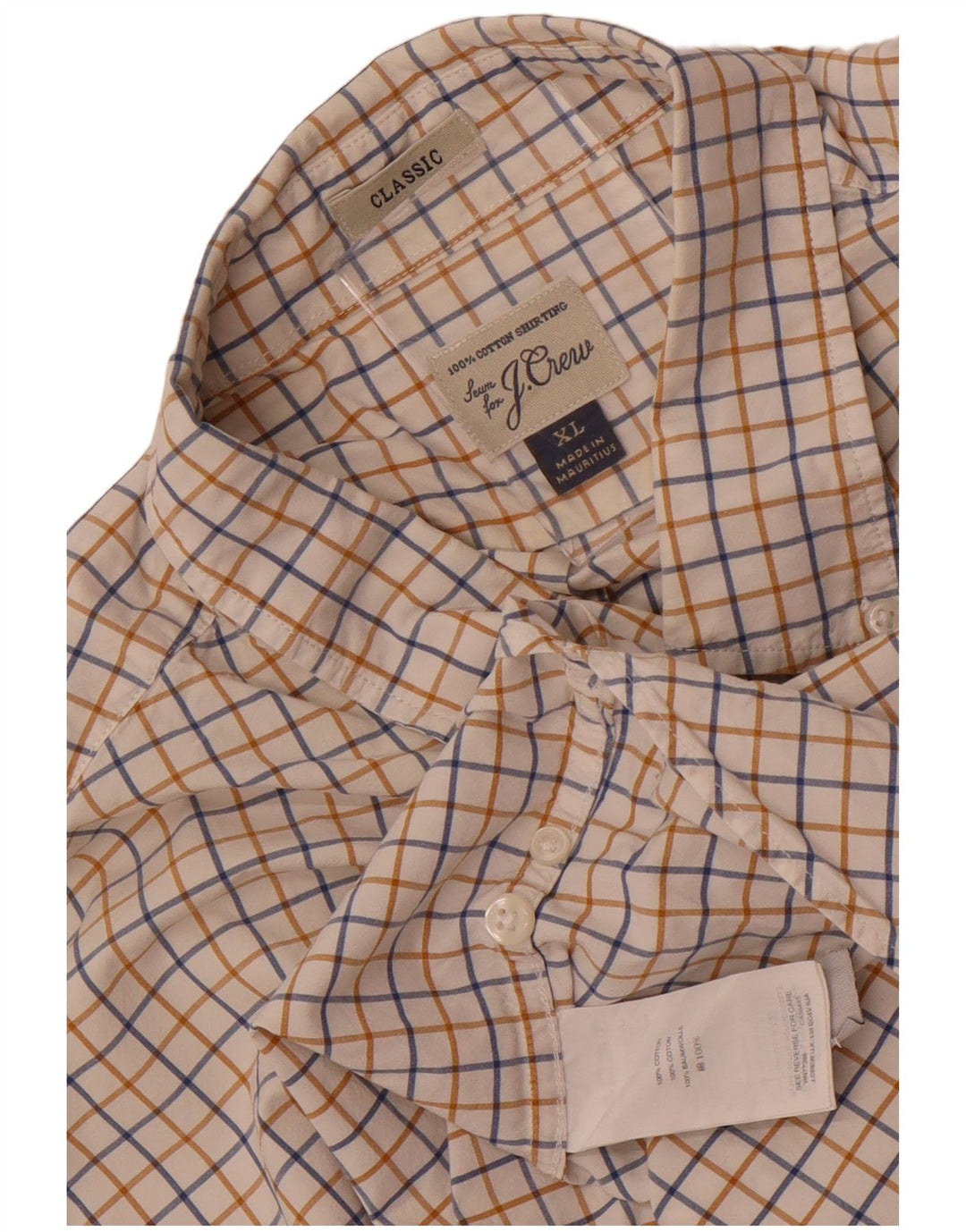 Camisa masculina J. Crew Classic Fit XL algodão xadrez branco