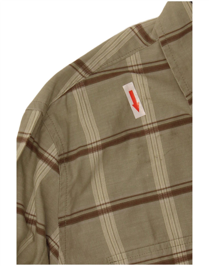Camisa feminina Timberland UK 14 médio cáqui xadrez algodão
