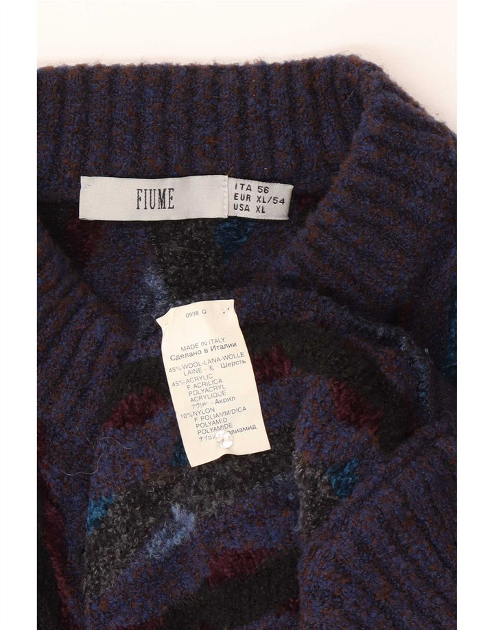 Suéter cardigã masculino Fiume Regular Fit XL de lã listrada roxa