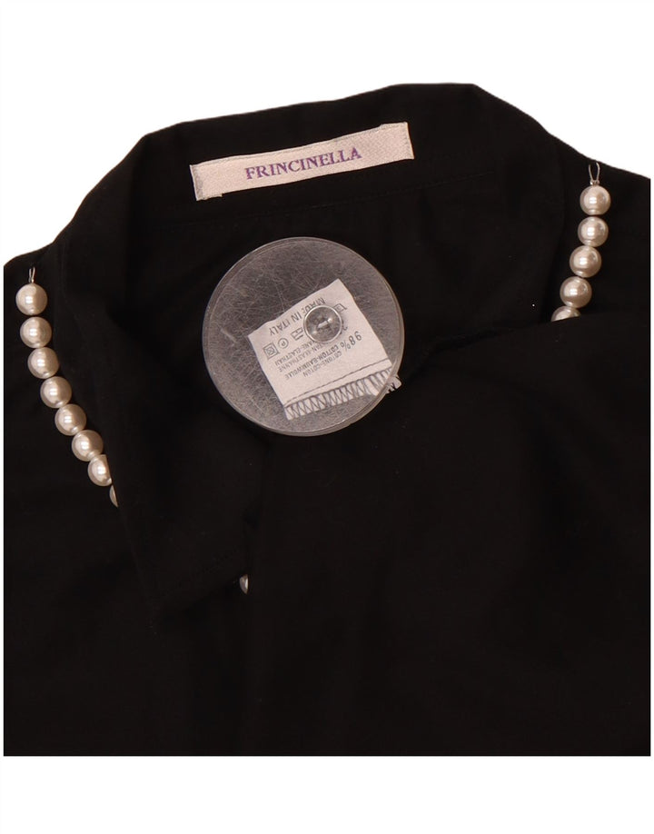 Camisa feminina VINTAGE IT 46 grande algodão preto