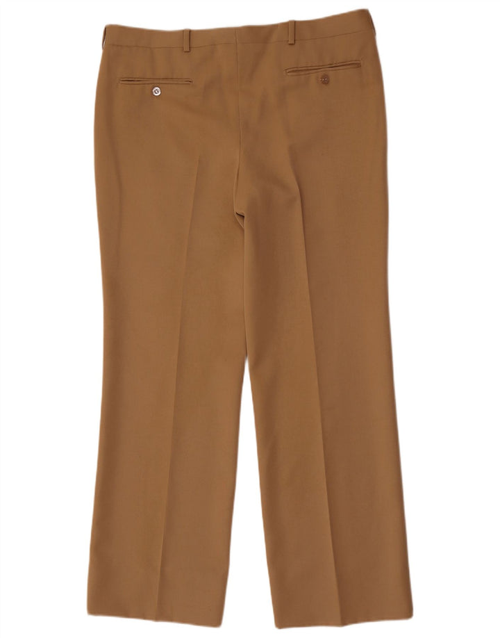 Calça vintage masculina de terno reto W36 L30 bege