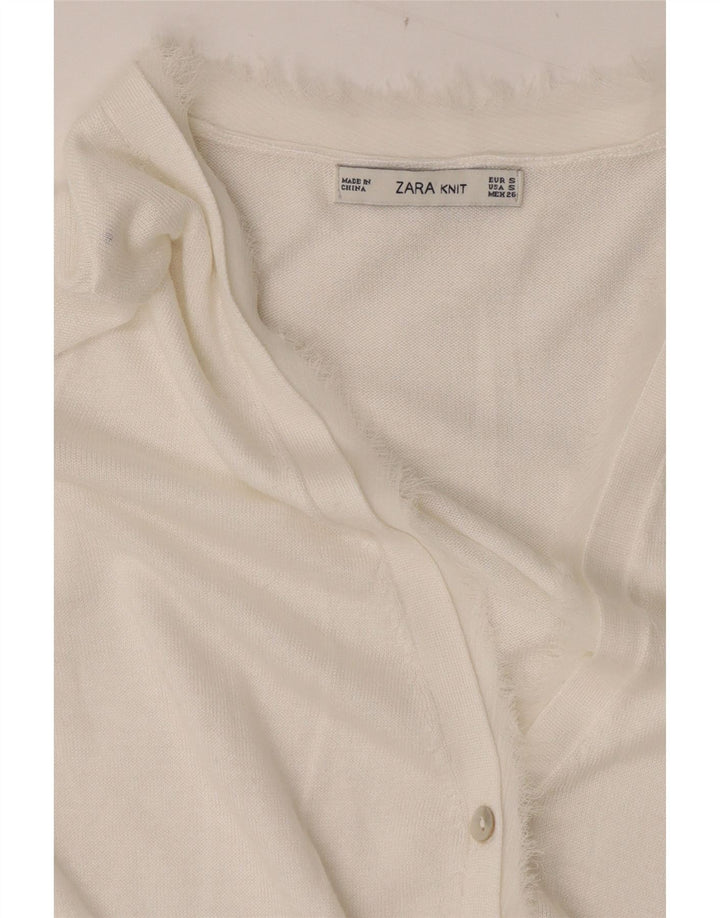 Suéter cardigã feminino Zara Reino Unido 10 pequeno branco