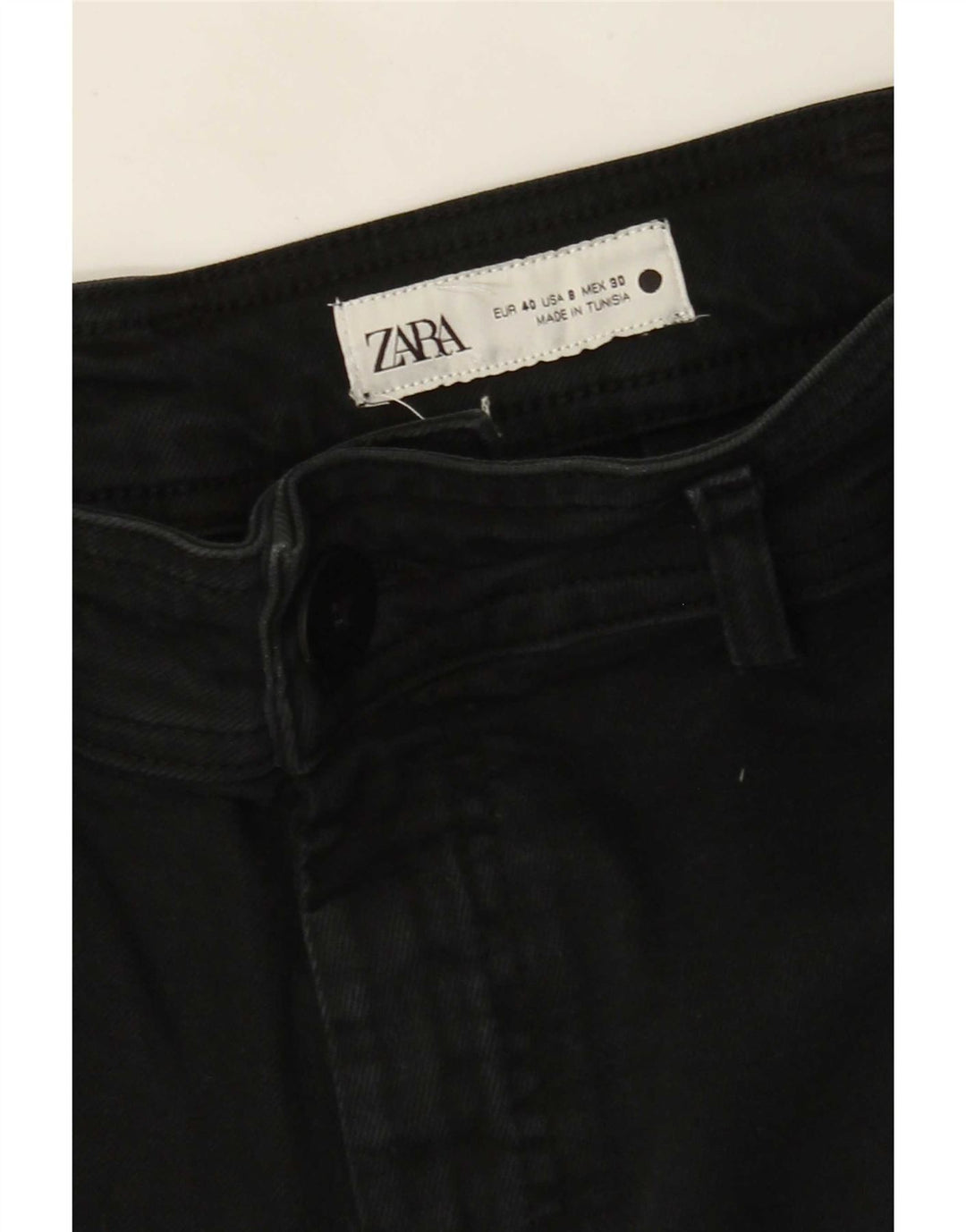 Zara Jeans feminino de perna larga EU 40 médio W30 L28 preto