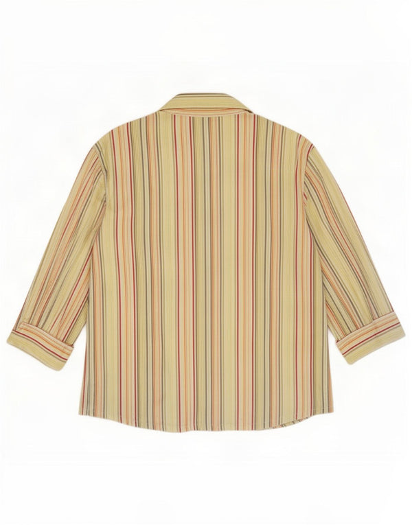 Trussardi Jeans Camisa feminina manga 3/4 UK 20 2XL listrada multicolorida