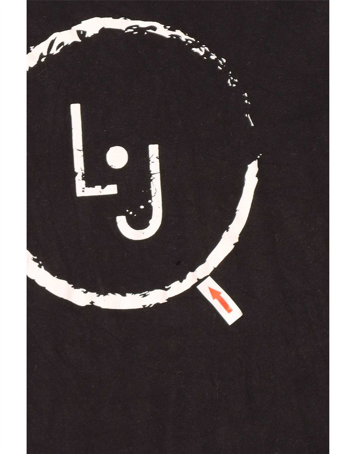 Camiseta masculina Liu Jo com estampa gráfica pequena de algodão preto