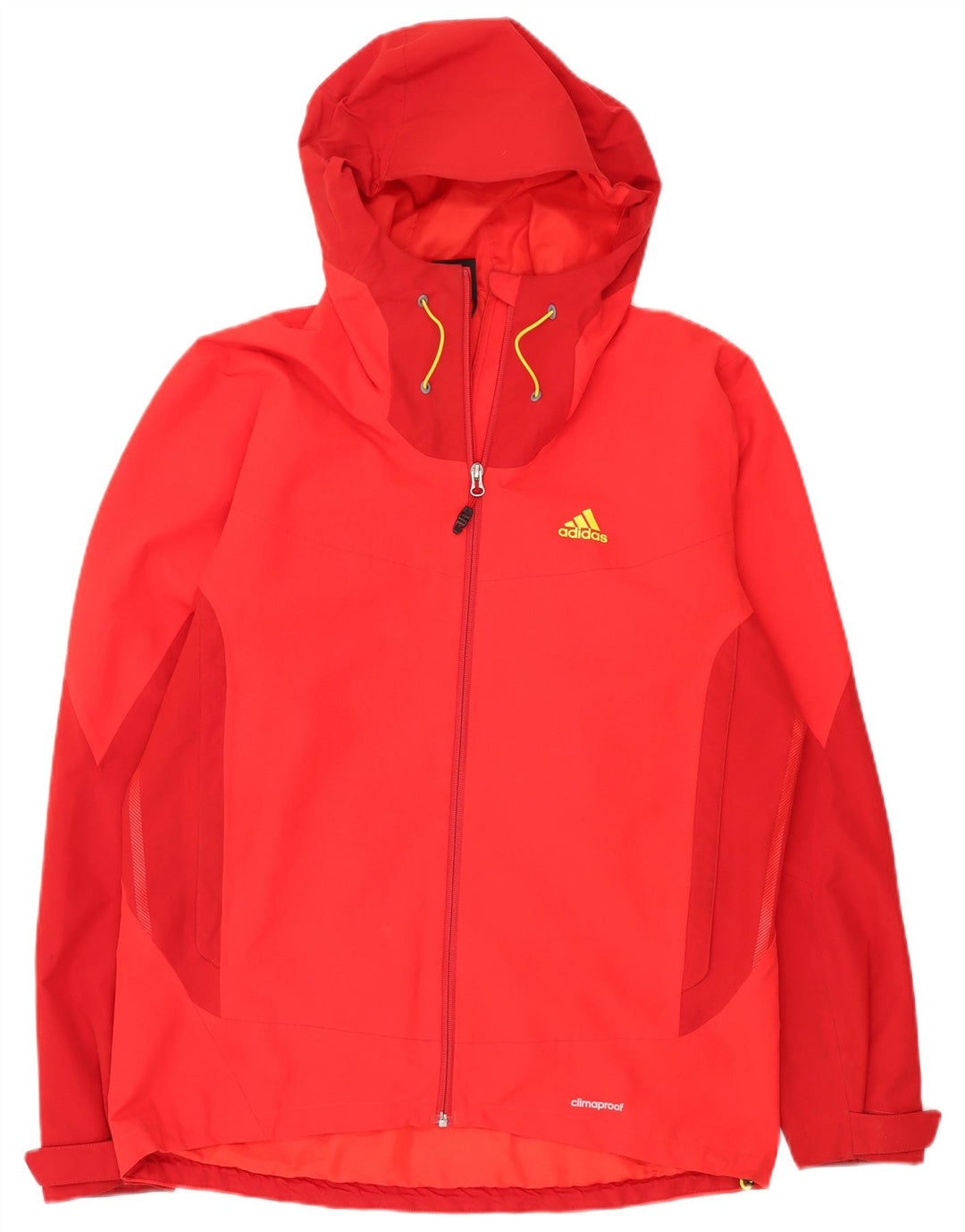 Adidas Mens Hooded Rain Jacket UK 42/44 Grande Vermelho Colorblock Poliéster