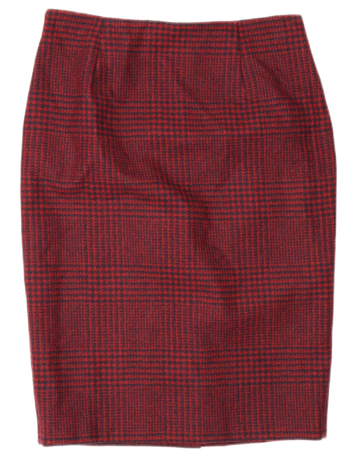 Saia lápis feminina Hobbs Reino Unido 10 pequena W28 lã houndstooth vermelha