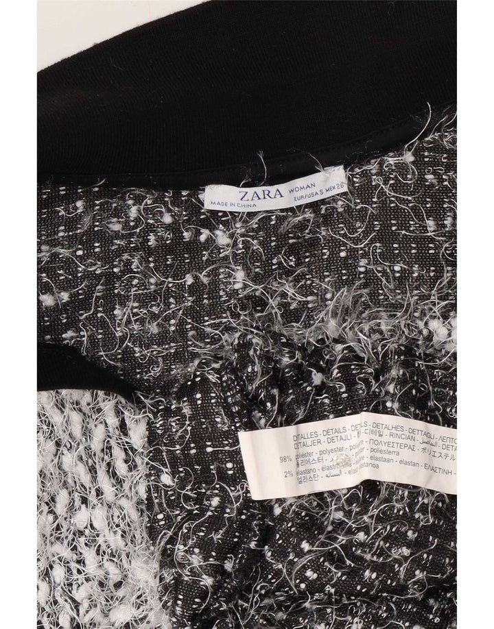 Camisa polo feminina Zara UK 10 poliéster manchado cinza pequeno