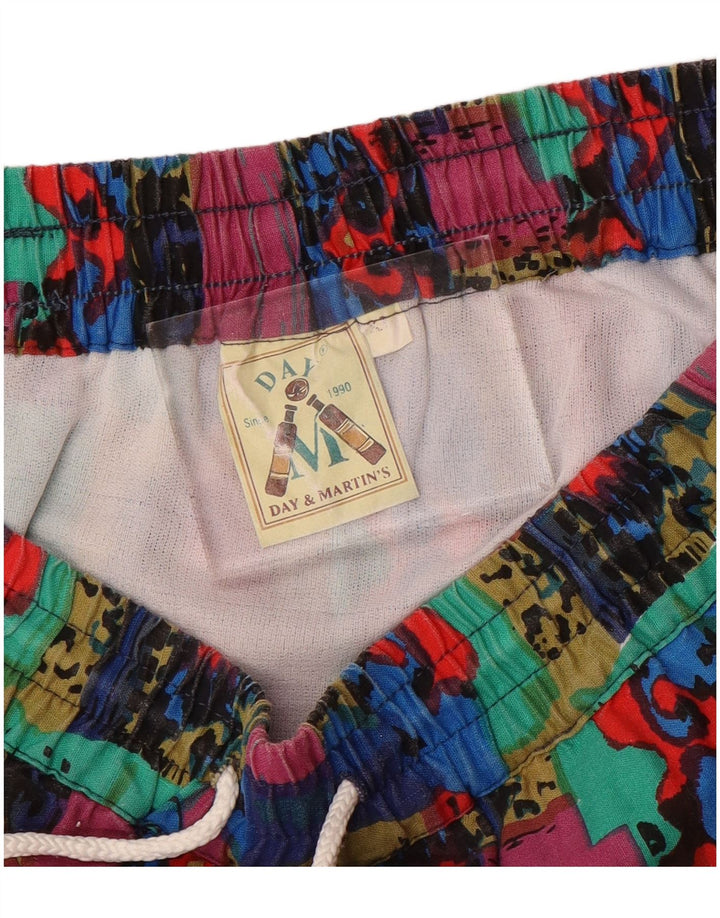 Shorts de natação masculino vintage com padrão abstrato XL multicolorido Nylon