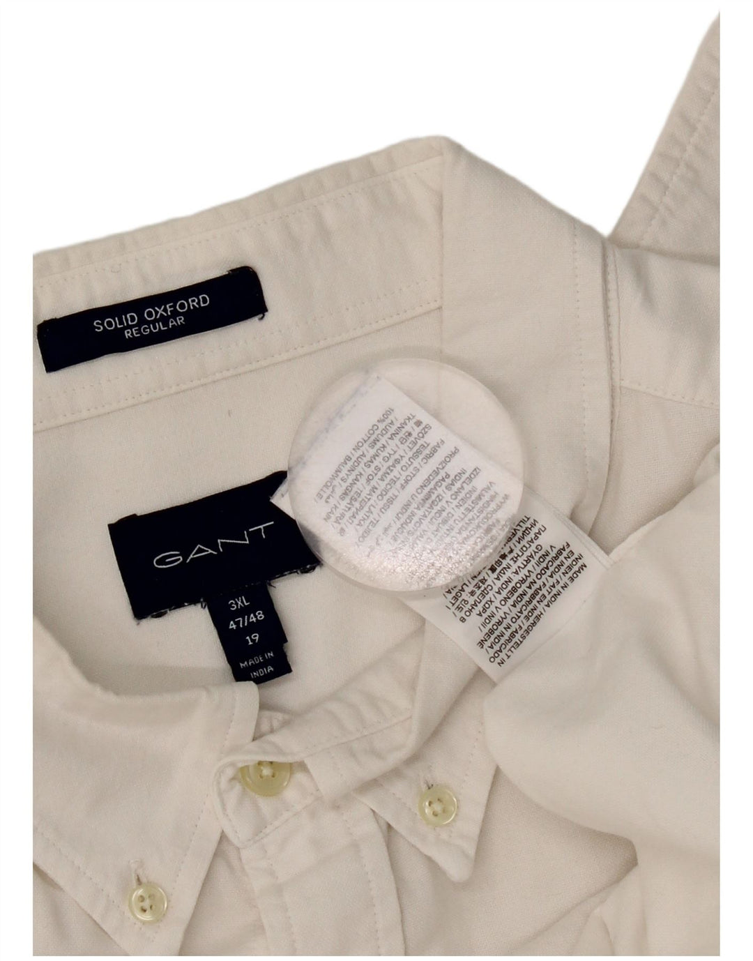 Camisa masculina Gant Regular Fit tamanho 47/48 19 3XL algodão branco