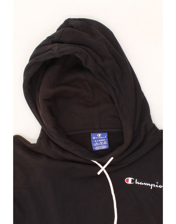 CHAMPION Womens Graphic Crop Hoodie Jumper UK 18 XL Black Cotton Vintage Champion and Second-Hand Champion from Messina Hembry 