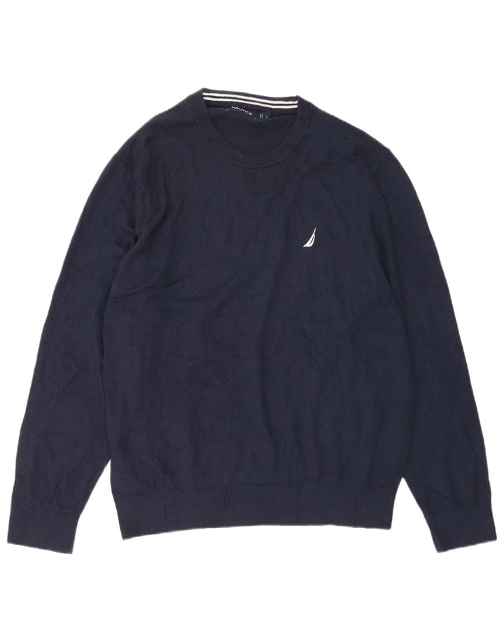 Suéter masculino Nautica com gola redonda grande azul marinho