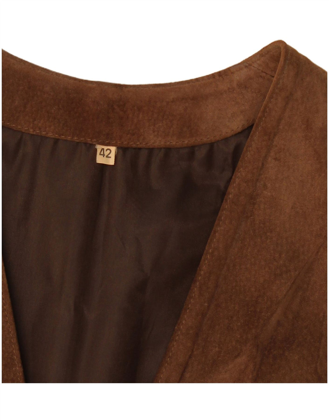 Colete feminino vintage de camurça IT 42 marrom médio