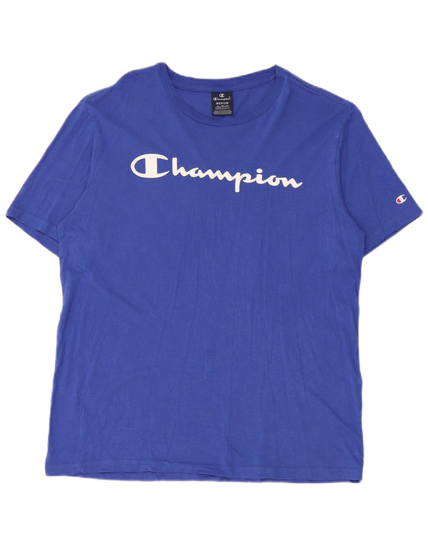 Camiseta gráfica masculina Champion azul médio