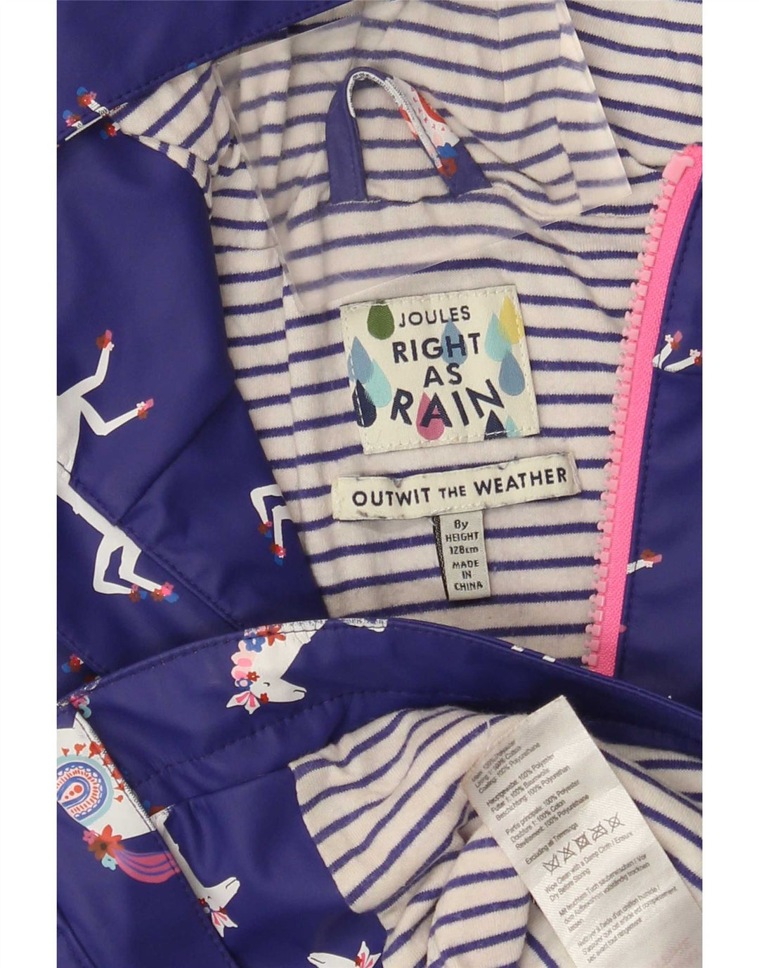 Joules Meninas Padrão Abstrato Jaqueta de Chuva 7-8 Anos Azul Animal Print
