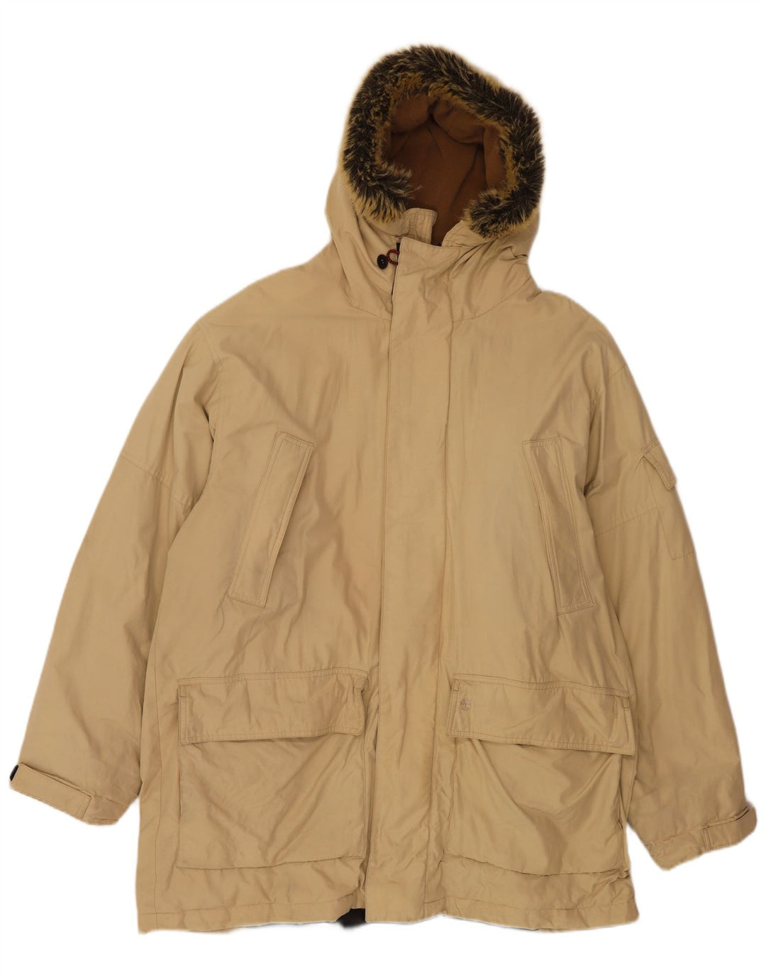 Jaqueta Parka masculina Timberland com capuz UK 40 grande bege nylon