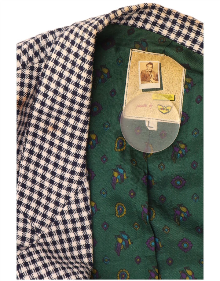 Jaqueta blazer masculina POP 84 com 1 botão Reino Unido 40 grande lã de guingão azul marinho