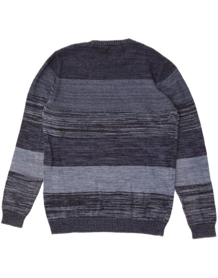Suéter masculino Jack & Jones com gola redonda e algodão listrado azul médio