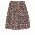 Saia feminina vintage linha A W34 grande poliéster floral azul marinho